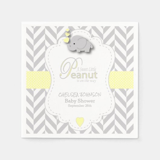Serviette En Papier Baby shower d'éléphant d'arachide douce (Devant)