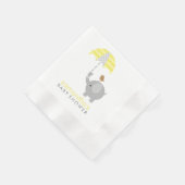 Serviette En Papier Baby shower d'éléphant gris et jaune (Coin)