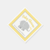 Serviette En Papier Baby shower d'éléphant jaune et gris moderne (Coin)