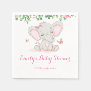 Serviette En Papier Baby shower d'éléphant rose floral