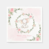 Serviette En Papier Baby shower d'éléphant rose floral serviettes (Devant)