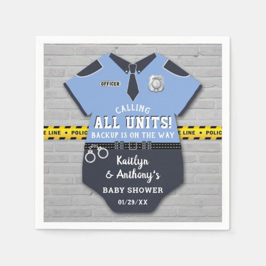 Serviette En Papier Baby shower des agents de police (Devant)