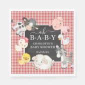 Serviette En Papier Baby shower des animaux de ferme (Devant)