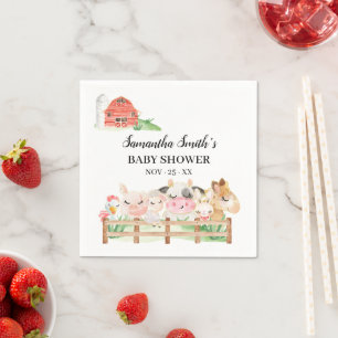 Serviette En Papier Baby shower des animaux de ferme