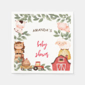 Serviette En Papier Baby shower des animaux de ferme (Devant)