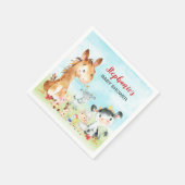 Serviette En Papier Baby shower des animaux de ferme aquarelle (Coin)