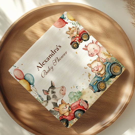 Serviette En Papier Baby shower des animaux de ferme Barnyard