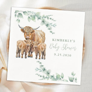 Serviette En Papier Baby shower des animaux de ferme Highland Cow Twin