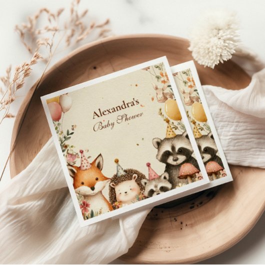 Serviette En Papier Baby shower des animaux de la fête des bois