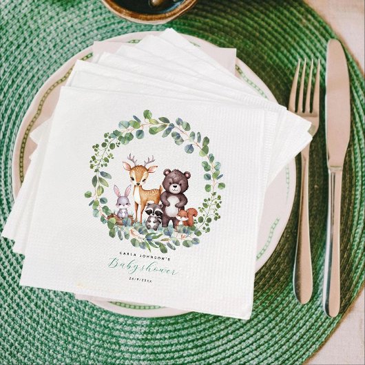 Serviette En Papier Baby shower des animaux des bois