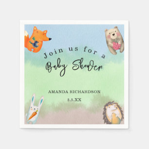 Serviette En Papier Baby shower des animaux des bois
