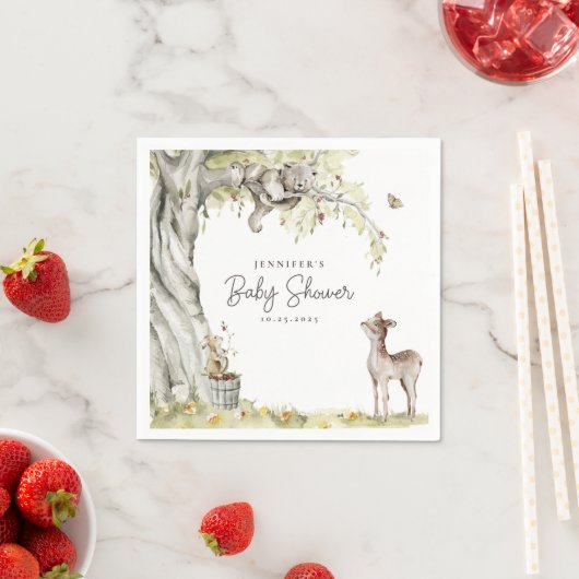 Serviette En Papier Baby shower des animaux forestiers (En situation)