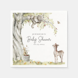 Serviette En Papier Baby shower des animaux forestiers