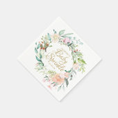 Serviette En Papier Baby shower des Couples Floraux Rose (Coin)
