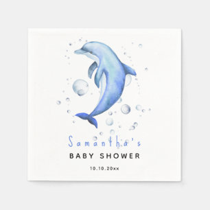 Serviette En Papier Baby shower des dauphins océaniques aquarelles