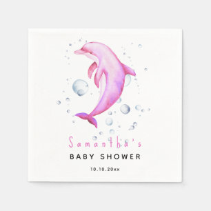 Serviette En Papier Baby shower des dauphins océaniques aquarelles