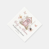 Serviette En Papier Baby shower des fées de bois rose (Coin)