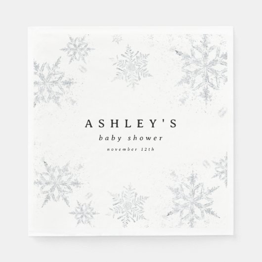 Serviette En Papier Baby shower des flocons de neige (Devant)
