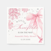 Serviette En Papier Baby shower des flocons de neige de Bow rose d'hiv (Devant)