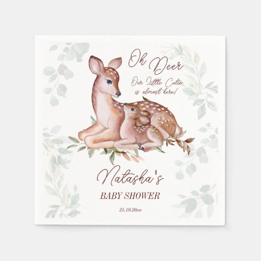 Serviette En Papier Baby shower des forêts de cerfs (Devant)