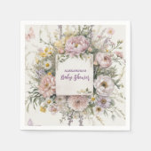 Serviette En Papier Baby shower des papillons Fleurs sauvages Boho (Devant)