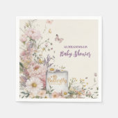 Serviette En Papier Baby shower des papillons Fleurs sauvages Boho (Devant)
