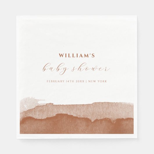 Serviette En Papier Baby shower désert minimal Boho Terracotta Ombre (Devant)