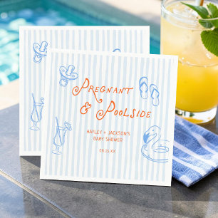 Serviette En Papier Baby Shower d'été enceinte au bord de la piscine