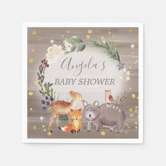 Serviette En Papier Baby shower d'étincelles des amis des animaux de l (Devant)
