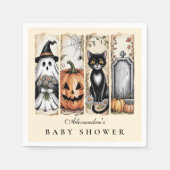 Serviette En Papier Baby shower d'Halloween gothique de chat fantôme (Devant)