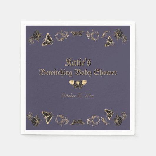 Serviette En Papier Baby shower d'Halloween gothique victorien sombre (Devant)