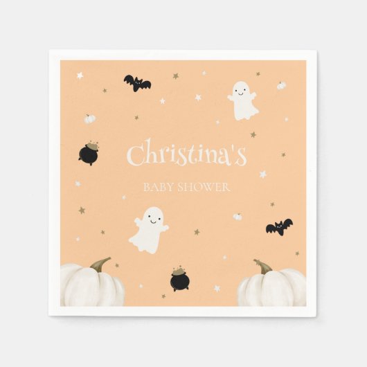 Serviette En Papier Baby shower d'Halloween orange (Devant)
