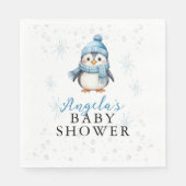 Serviette En Papier Baby shower d'hiver de bébé Penguin (Devant)