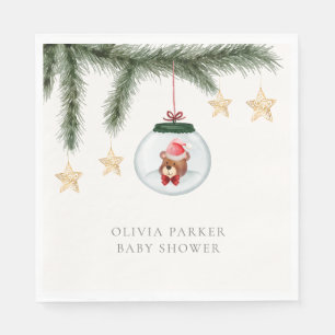 Serviette En Papier Baby shower d'hiver de l'ours en peluche neutre