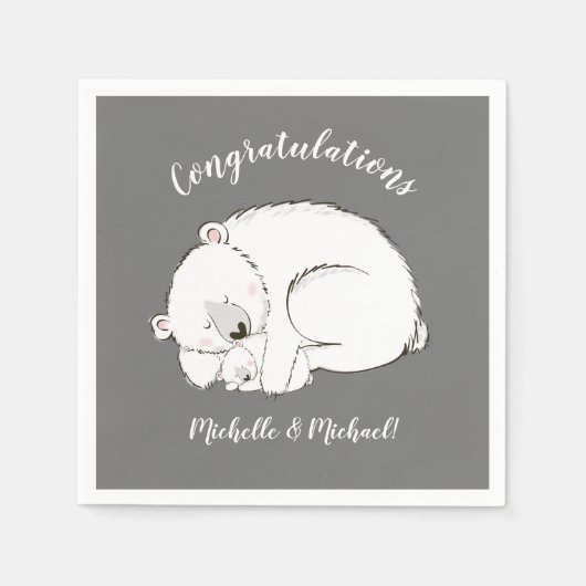 Serviette En Papier Baby shower d'hiver de l'ours polaire (Devant)