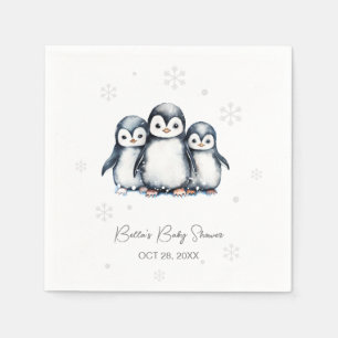 Serviette En Papier Baby shower d'hiver de Pingouin mignon