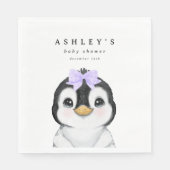 Serviette En Papier Baby shower d'hiver de Pingouin mignon (Devant)