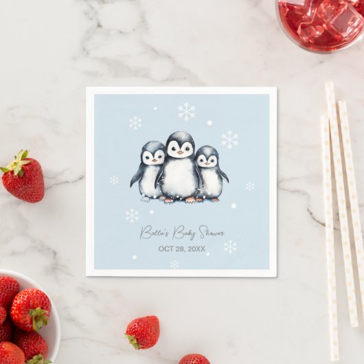 Serviette En Papier Baby shower d'hiver de Pingouin mignon (En situation)