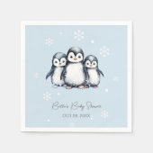 Serviette En Papier Baby shower d'hiver de Pingouin mignon (Devant)