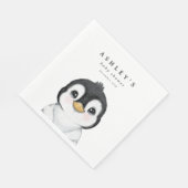 Serviette En Papier Baby shower d'hiver de Pingouin mignon (Coin)