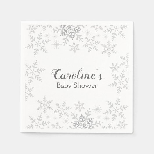 Serviette En Papier Baby shower d'hiver gris Parties scintillant d'ar (Devant)