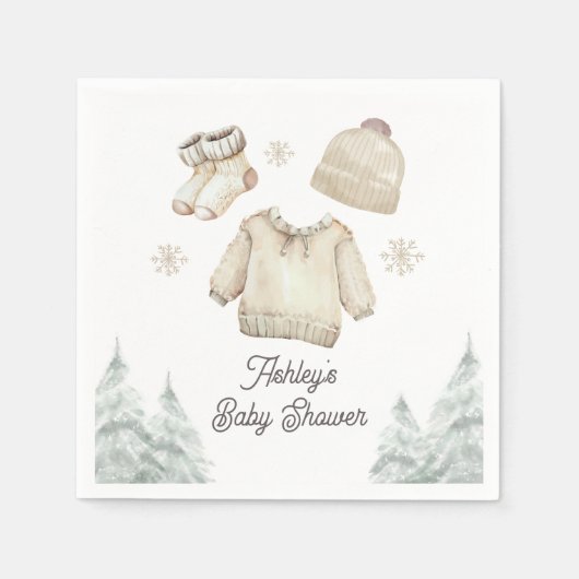 Serviette En Papier Baby shower d'hiver Il fait froid à l'extérieur de (Devant)