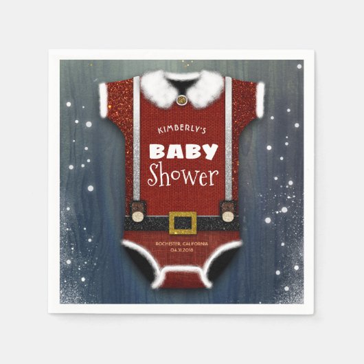Serviette En Papier Baby shower d'hiver Little Père Noël (Devant)