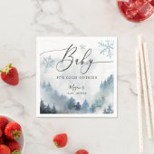 Serviette En Papier Baby shower d'hiver neige Blue Snowflakes (En situation)