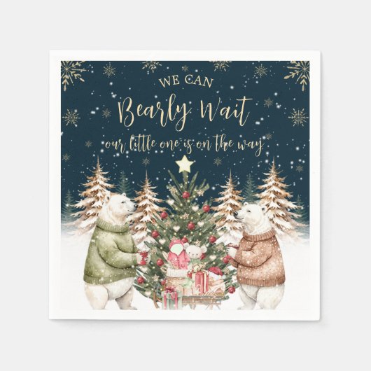 Serviette En Papier Baby shower d'hiver Ours polaire Snowflake (Devant)