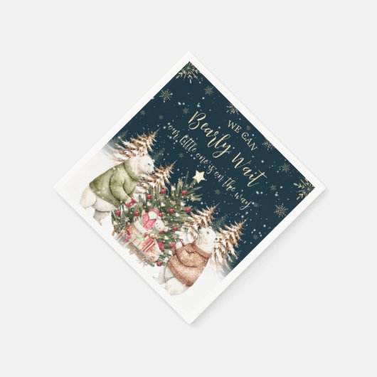 Serviette En Papier Baby shower d'hiver Ours polaire Snowflake (Coin)