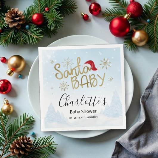 Serviette En Papier Baby shower d'hiver père Noël Baby Christmas