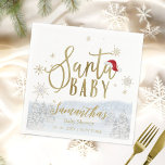 Serviette En Papier Baby shower d'hiver père Noël Baby Christmas<br><div class="desc">Calligraphie adorable avec des flocons de neige,  invitation à la douche pour bébé sur le thème de l'hiver. Facile à personnaliser avec vos détails. Vérifiez la collection pour rechercher les éléments correspondants comme cartes de boîtier.</div>