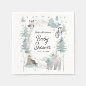 Serviette En Papier Baby shower d'hiver pour animaux de l'Arctique (Devant)