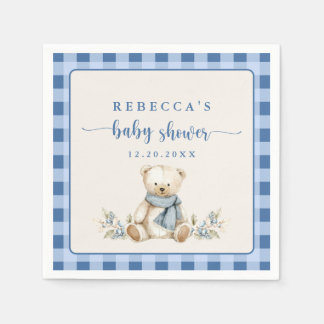 Serviette En Papier Baby shower d'hiver Russe En vichy Teddy Bear